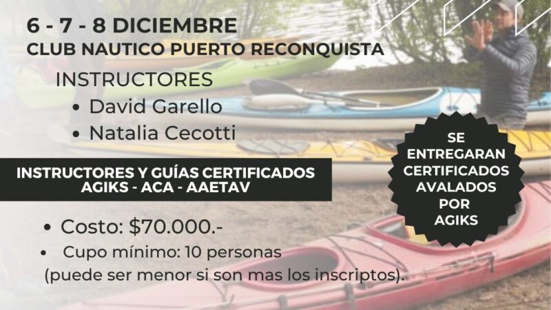 Capacitación en kayak de travesía en Reconquista