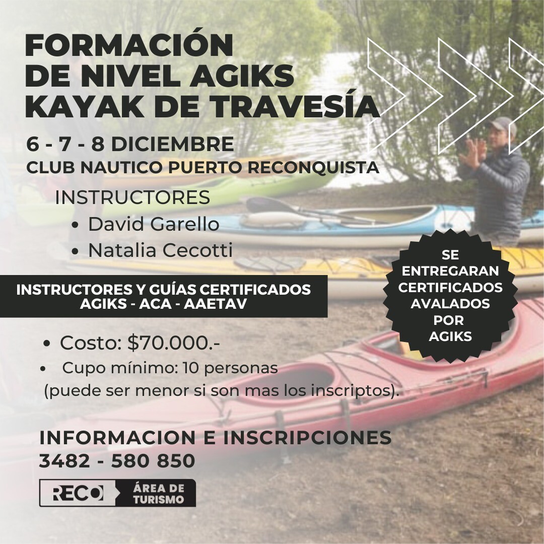 Capacitación en kayak de travesía en Reconquista