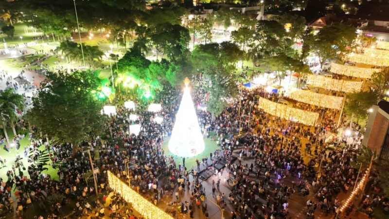 Avellaneda encendió el árbol de navidad en la plaza central