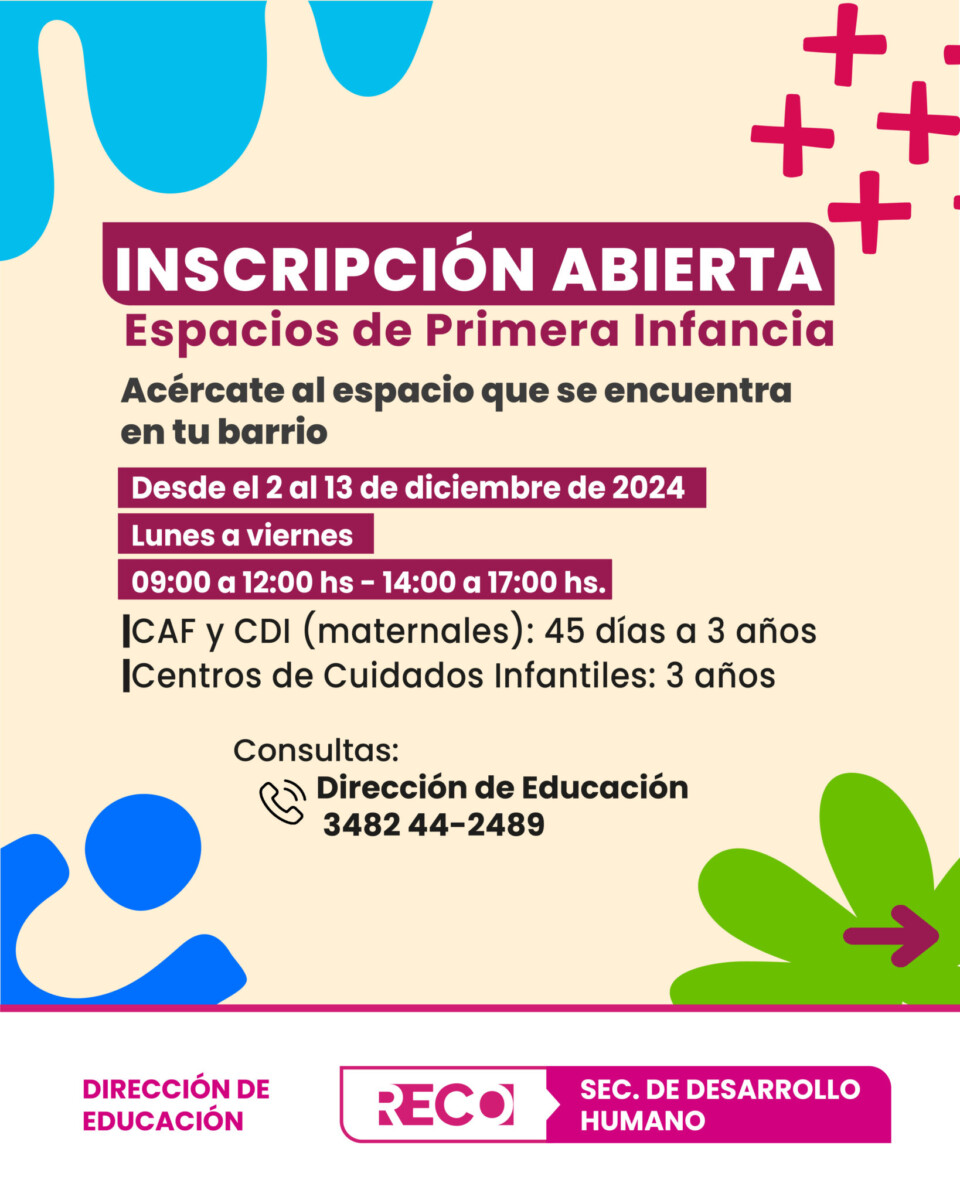 Últimos días para inscribirse en los Espacios de Primera Infancia