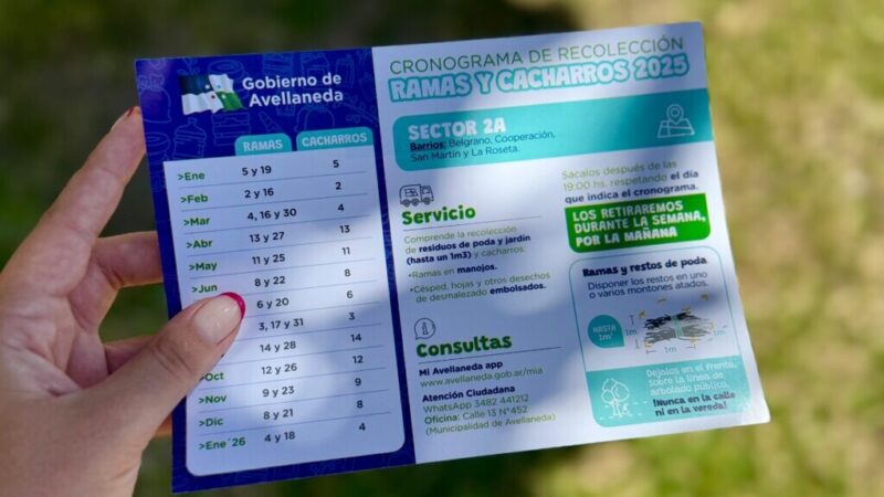 Cronograma de recoleccion de ramas y cacharros 2025 en Avellaneda