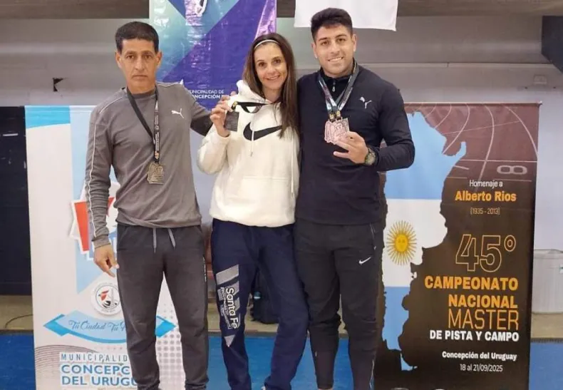 Julio Cáceres, Marisol Tozzi y Sebastián Acevedo en el Campeonato de Pista y Campo