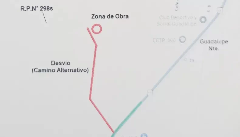 Cortan el tránsito en la RP298s para construir una alcantarilla. Recomendaciones