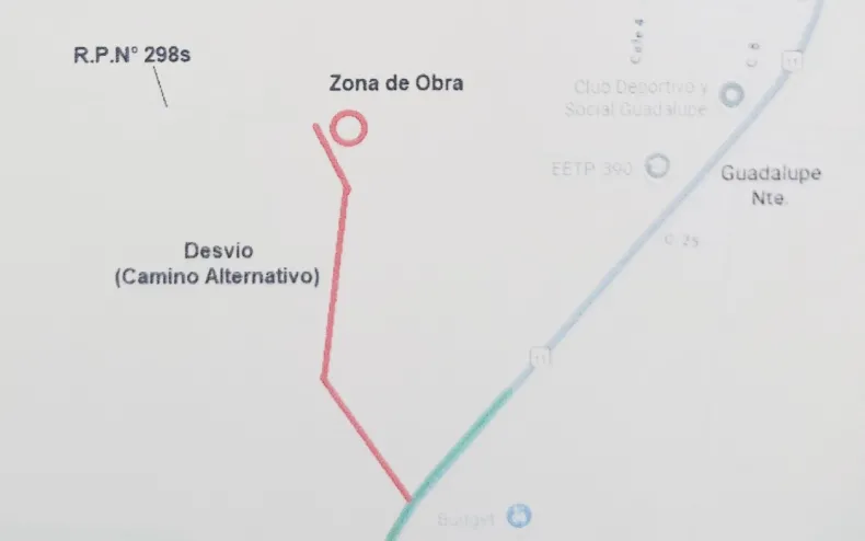 Cortan el tránsito en la RP298s para construir una alcantarilla. Recomendaciones