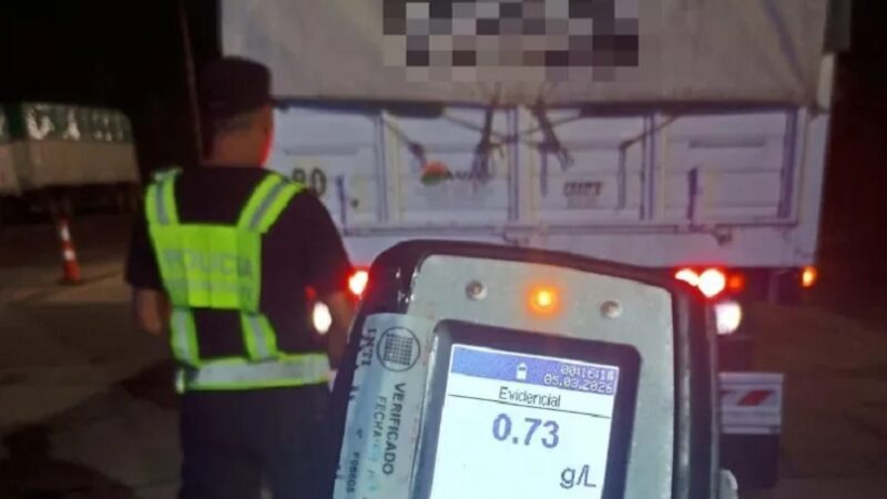 Detectaron a un camionero con alcoholemia positiva en la R 11