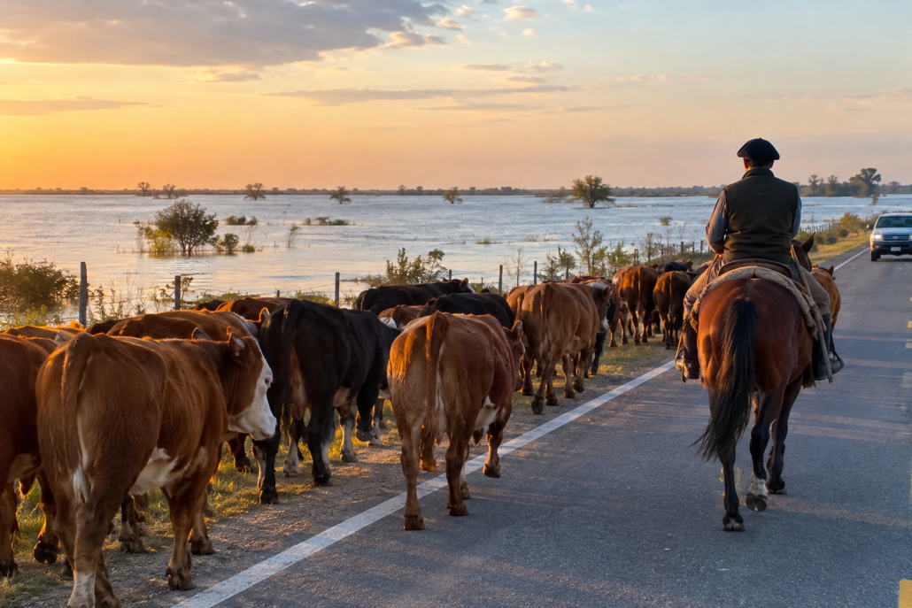 Romang advierte por el traslado de animales por Ruta 1 ante la crecida del Paraná